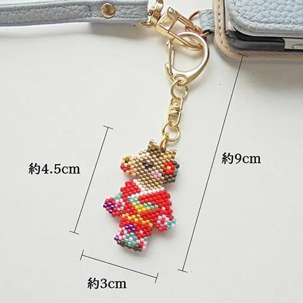 ビーズキット 『京・動物ことわざキーホルダー 馬子にも衣装 PB-354』 HOBBIX 京都・西陣 ホビックス