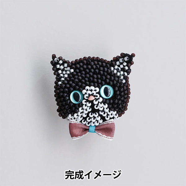 ビーズキット 『猫ブローチキット ブサカワ クロハチワレ BFK670