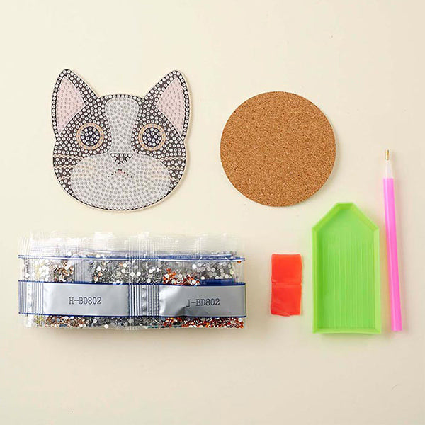 구슬키트 "다이아몬드 수정 코스터 고양이 B 10-4713"