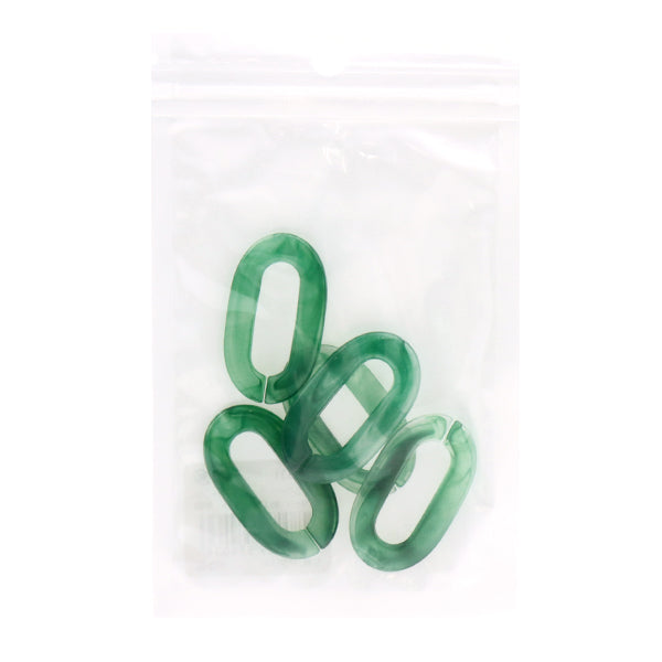 구슬 "아크릴 부품 체인 타원형 대리석 녹색 약 37mm x 21mm 10-3531"