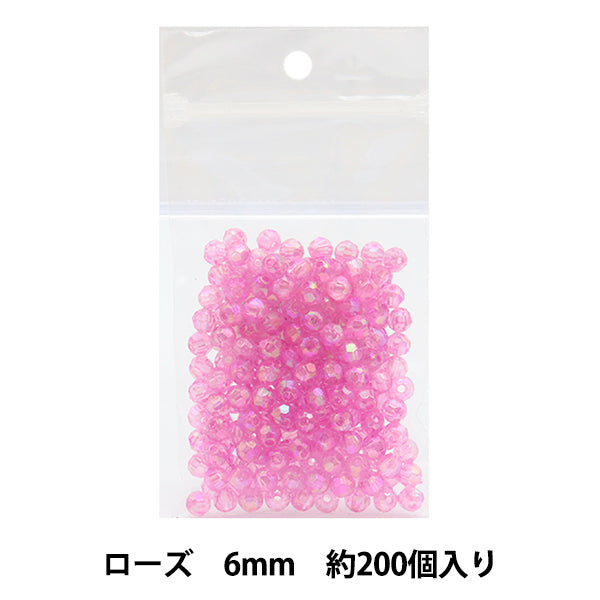 ビーズ 『カットビーズ 幅約6mm 3番色 ローズ』