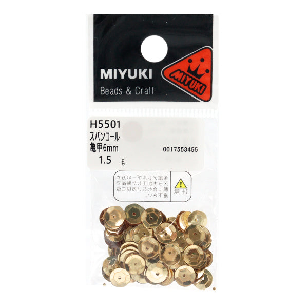 Sequin "Sequins, Tortoiseshell, Color, Light Gold, Approx. 6mm, H5501" MIYUKI