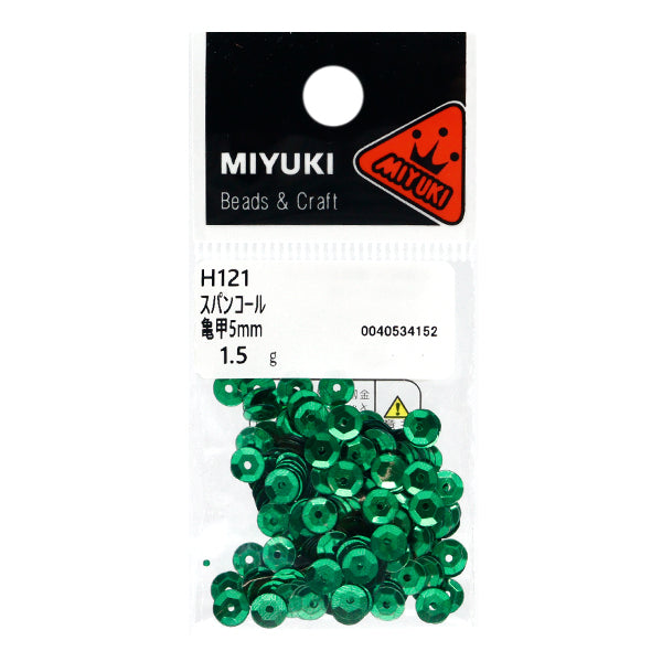 Sequin "Sequins Tortoise Shell Color Green Approx. 5mm H121" MIYUKI