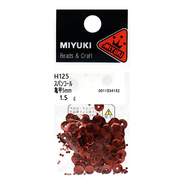 Sequin "Sequins, Tortoiseshell, Color, Red, Approx. 5mm, H125" MIYUKI