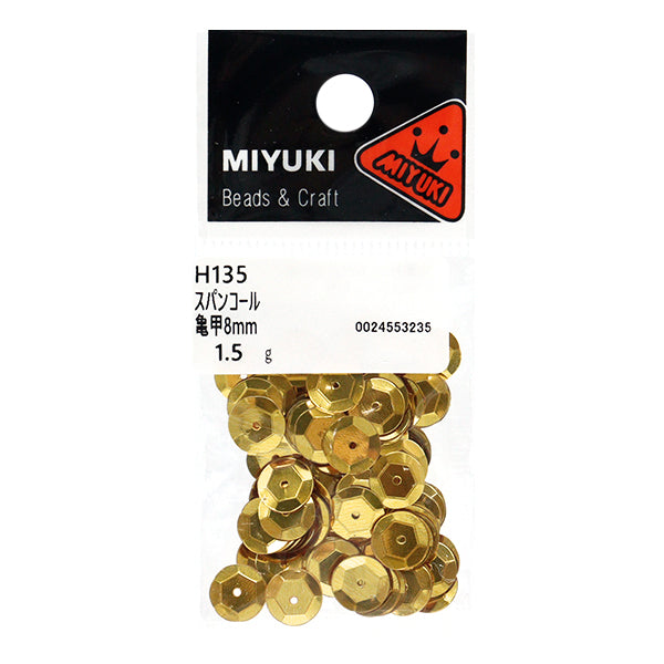 Sequin "Sequins, Tortoise shell, color, gold, approx. 8mm, H135" MIYUKI
