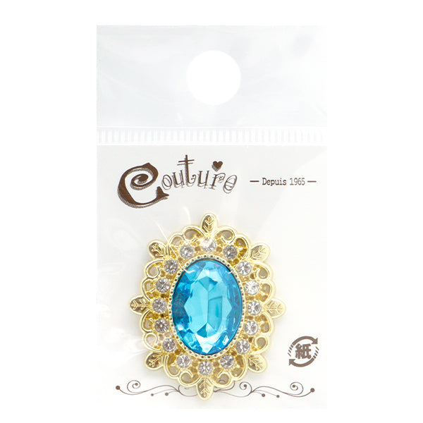 Handicraft parts "Bijou center part 36mm x 30mm Sky Blue OSG-10" Terai