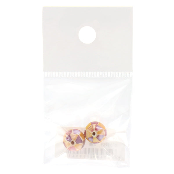 Material de accesorios "Bola redonda de carcasa de mosaico 10 mm rosa múltiple 2 piezas"