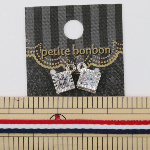 Accessory material "Zirconia Charm Square Silver 2 Pieces"
