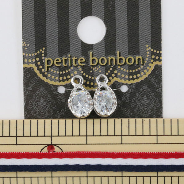 Accessory material "Zirconia Charm Drop Silver 2 Pieces"