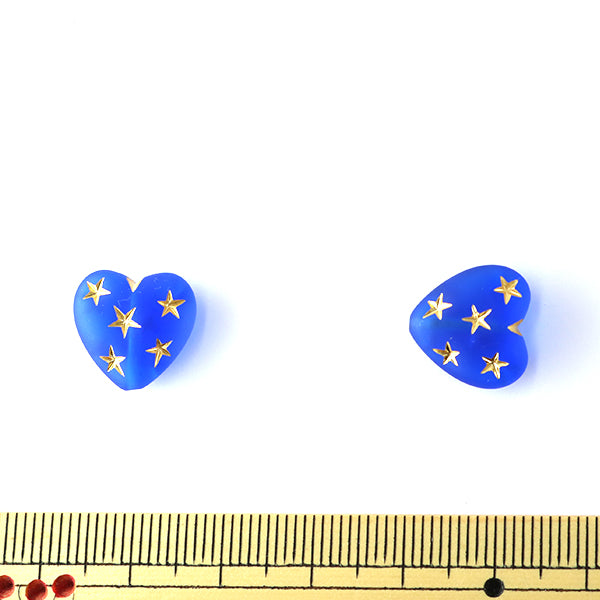 ГерманияБисер "Звездные бусинки Сердце синее золото 14 мм x 14 мм 2 таблетки"