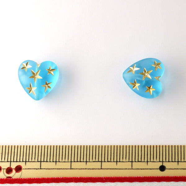 AllemagnePerles "Star perles coeur bleu clair / or 14 mm x 14 mm 2 tablettes"