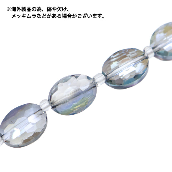 Beads "Glass"Beads Oval Cut 12mm Blue Aurora JIN24-G-6"