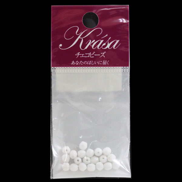 Beads "Fire Polish Choke White 4mm 20 tablets"