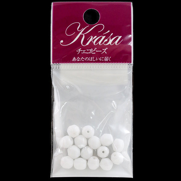 Beads "Fire polish chalk white 6mm 15 tablets"