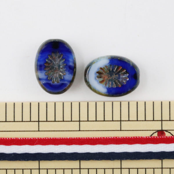 خرز "الجمهورية التشيكية"خرز شقائق النعمان لازورد أفريقي 14*10 ملم 2 قطعة