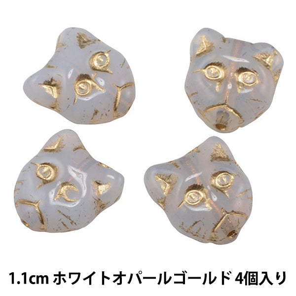 Perline "Repubblica cecaPerline Face Cat White Opal Gold 1,1 cm 4 pezzi B000493"