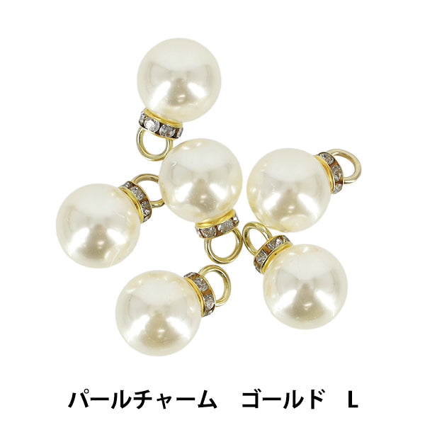 ビーズ 『プチプラビーズ パールチャーム L 約21×14mm ゴールド YN-05