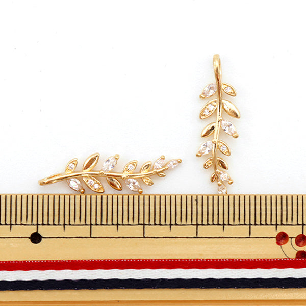 Accessory material "Zirconia Charm Fern Gold 2 pieces M6695"