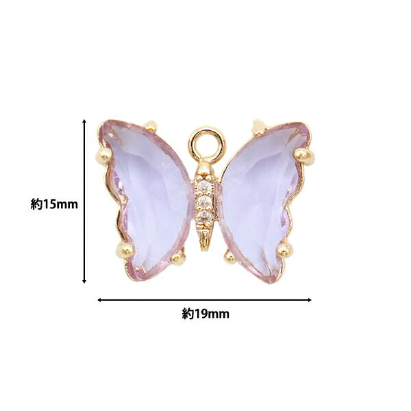 Accessory material "Glass Stone Charm Butterfly 2 Purple M8736"