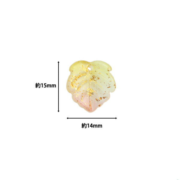 Accessory material "glassBeads Yellow with leaf foil x 20 pink b432 "