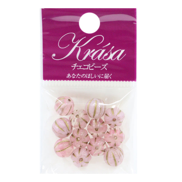 Cuentas "República ChecaCuentas Calabaza de oro rosa claro 8 mm 12 piezas PB717-01-08"