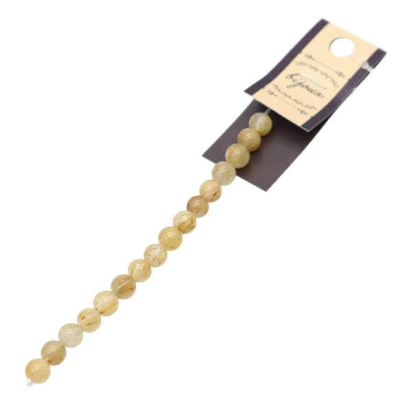 Material accesorio "Cuarzo de rutilo redondo de piedra natural aproximadamente 6 mm 16 piezas YT1202"