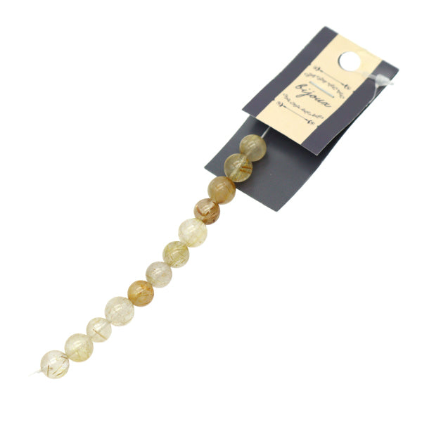 Material accesorio "Cuarzo de rutilo redondo de piedra natural aproximadamente 8 mm 12 piezas YT1203"