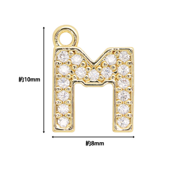 アクセサリー素材 『チャーム パヴェイニシャル M 1個入り ゴールド AP24070』