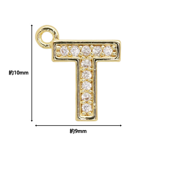 Material de accesorios "Charm Pave inicial t, 1 pieza, oro AP24070"