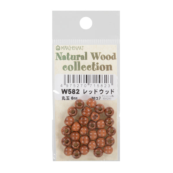 Бисер "Натуральное деревоБисер Круглый мяч 6 мм красного дерева 30 штук W582" Marchenart Fairy Tale Art