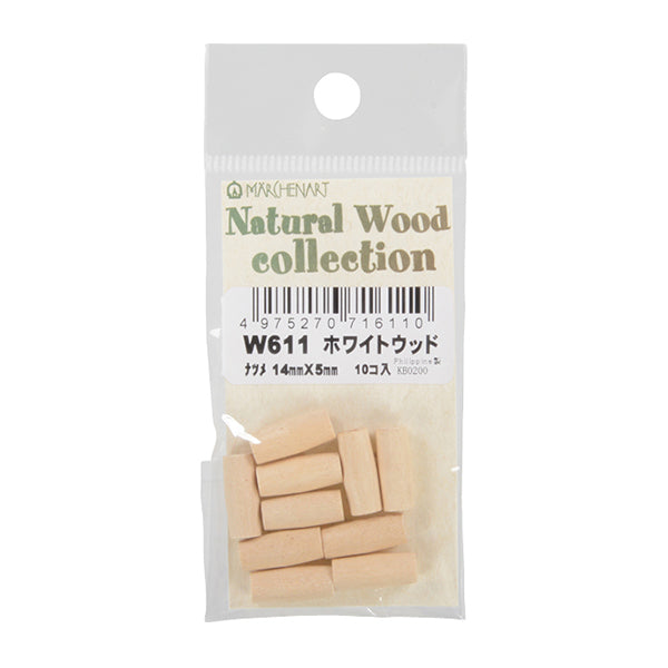 Beads "Natural woodBeads Natsume 1.4cm x 0.5cm Whitewood 10 pieces W611 "MARCHENART Fairy art