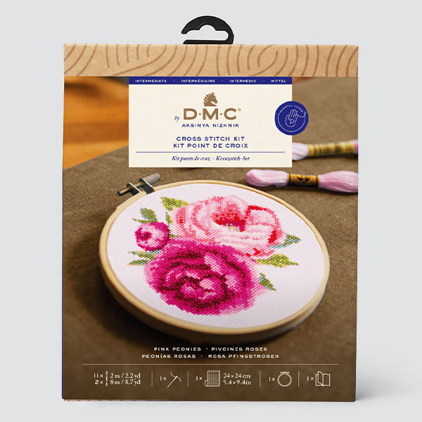 Embroidery kit "Designer Collection Pink Pionie BK1895" DMC Diementsea