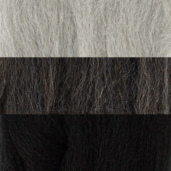 羊毛フェルト 『フェルトつくり 約5g×3色セット モノトーン』