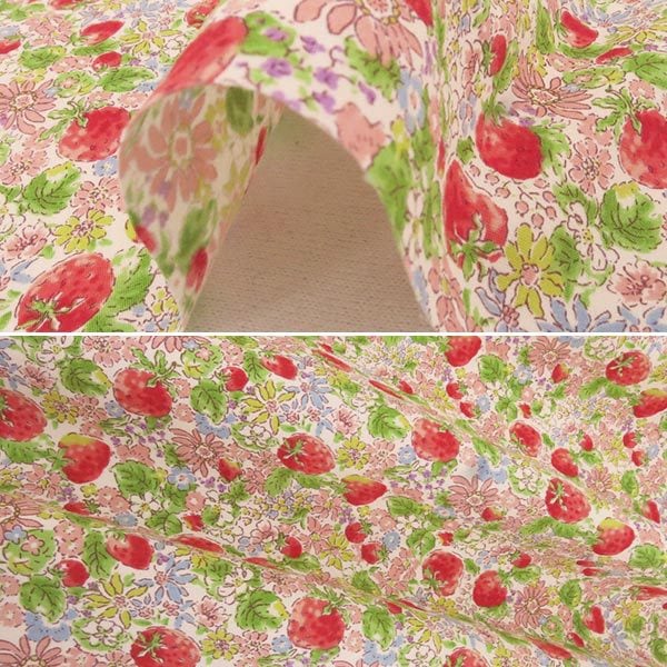 【数量5から】 生地 『ブロード イチゴと花 KTS6025-A』 COTTON KOBAYASHI コットンこばやし 小林繊維