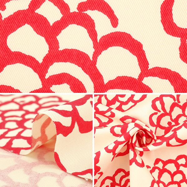 【数量5から】 生地 『ツイルプリント生地 ダリヤ柄UP5540 生地 布 コットン 入園 入学 インテリア しろ×あか』 COTTON KOBAYASHI コットンこばやし 小林繊維