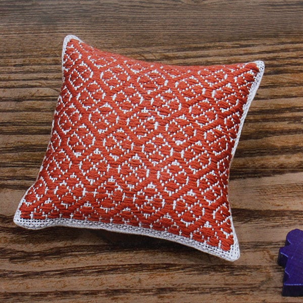 Kit de bordado "Harinooto Kogin Pier Pink Motor Red Brick" Olympus