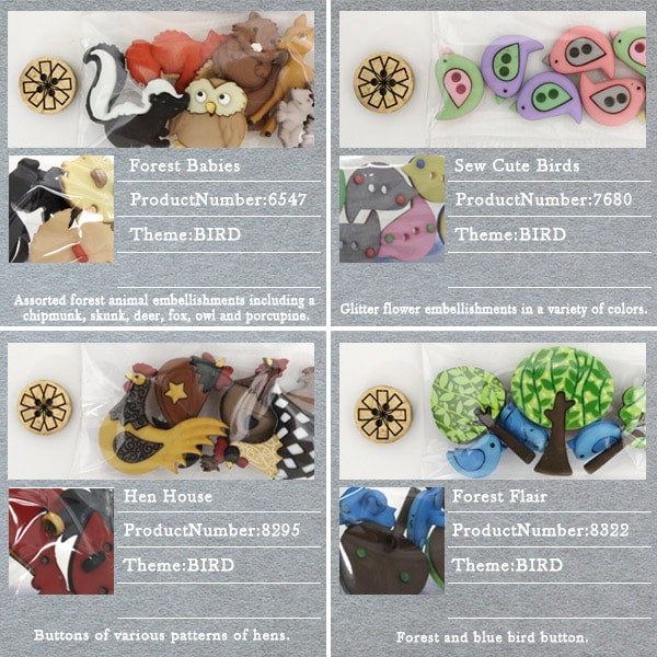 Кнопка "Охлажденная кнопка Коллекция птиц 8295" Окупай это