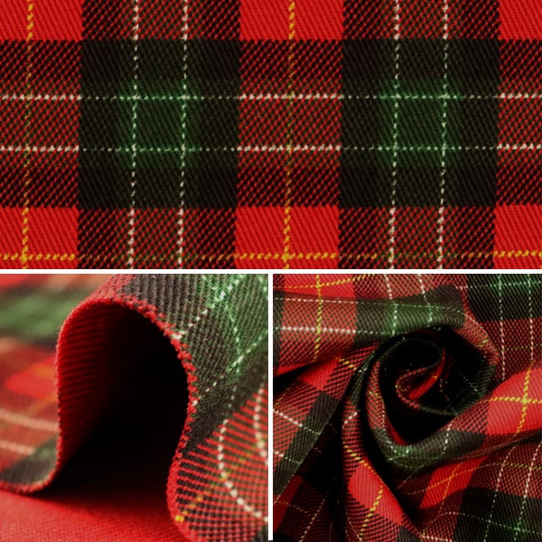 【数量5から】 生地 『ツイルチェックプリント (レッド)』