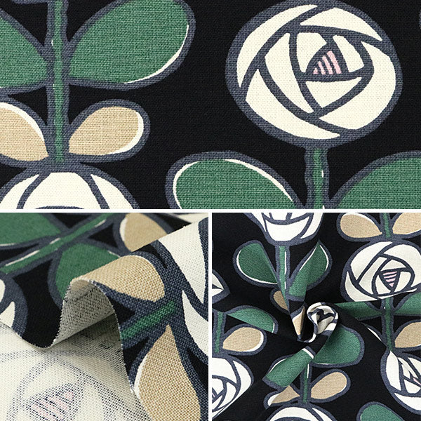 【数量5から】 生地 『10番キャンバス バラ UP5693-D う早この布』 COTTON KOBAYASHI コットンこばやし 小林繊維