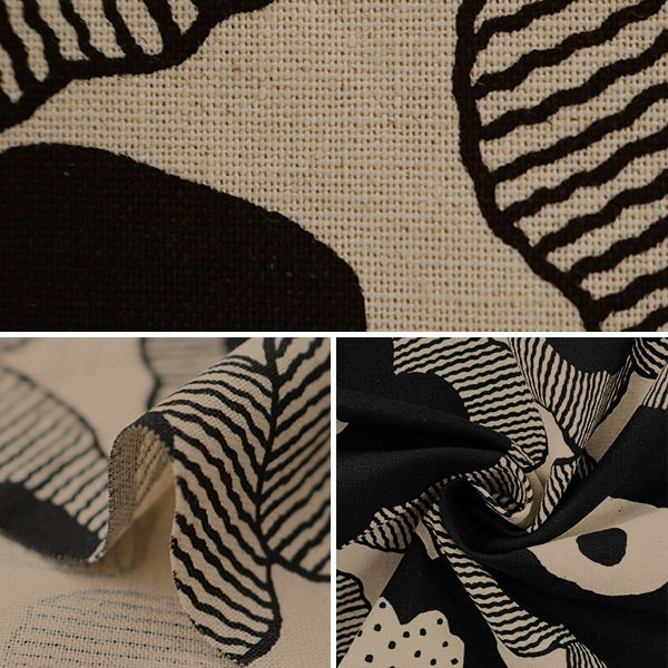 【数量5から】 生地 『綿麻キャンバス ポピー ブラック UP5524-B』 COTTON KOBAYASHI コットンこばやし 小林繊維