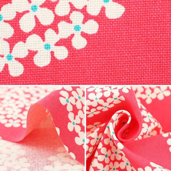 【数量5から】 生地 『う早この布 10番キャンバス あじさい柄 UP5553-B レッド』 COTTON KOBAYASHI コットンこばやし 小林繊維