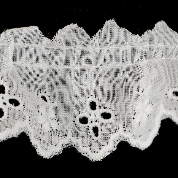 【数量5から】 レースリボンテープ 『綿フリルレース 白 幅約30mm 8265-1S』