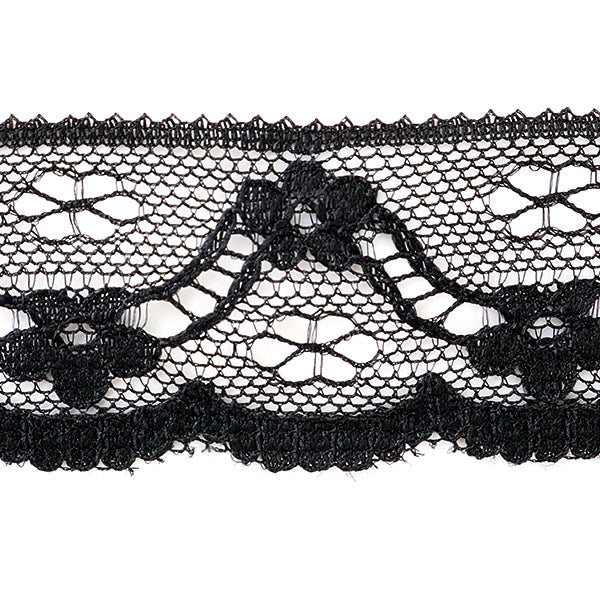 【数量5から】 レースリボンテープ 『ラッセルレース 黒 幅約27mm 761101-BK』