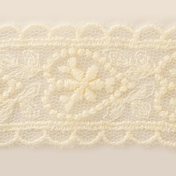 【数量5から】 レースリボンテープ 『チュールレース 生成 幅約28mm T24181-12』