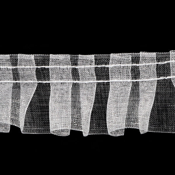 【数量5から】 フリルリボンテープ 『オーガンジータックレース 幅約25mm 1番色 白 850F』