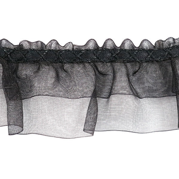 【数量5から】 フリルリボンテープ 『オーガンジーフリル 幅約38mm 8番色 黒 8811F-8』