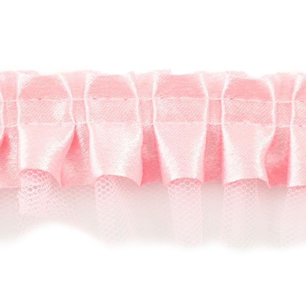 【数量5から】 フリルリボンテープ 『サテンチュール 幅約35mm 2番色 ピンク IR007-2』