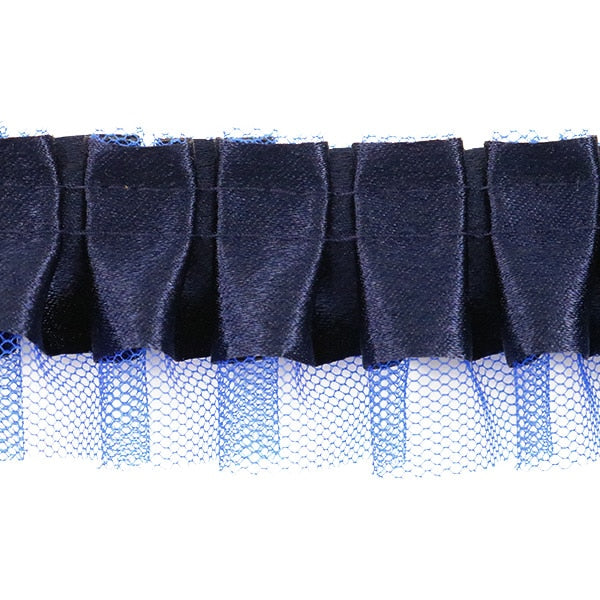 【数量5から】 フリルリボンテープ 『サテンチュール 幅約35mm 7番色 紺 IR007-7』