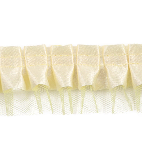 【数量5から】 フリルリボンテープ 『サテンチュール 幅約35mm 4番色 黄色 IR007-4』