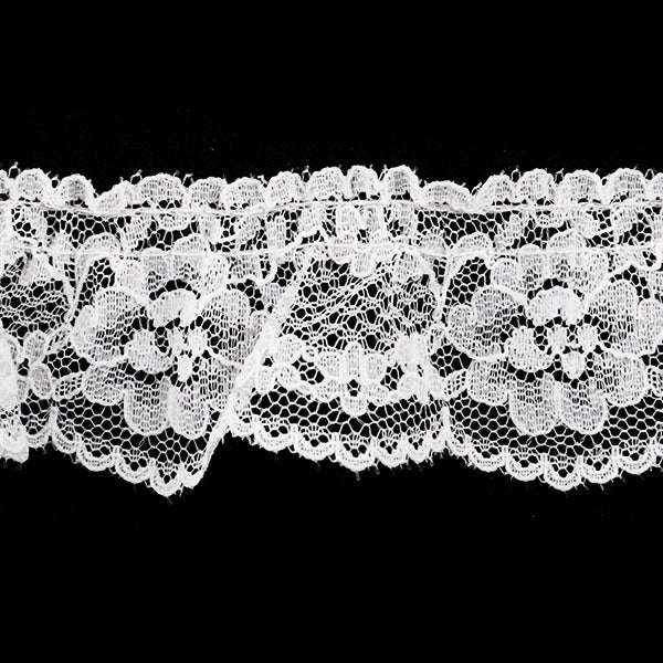 【数量5から】 フリルリボンテープ 『ラッセルフリル 幅約35mm 白 51442-1』